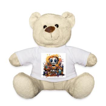 Pinsel & Bleistift Fusion: Kollaboratives Kunstprojekt f - Teddy - Weiß - Vorne