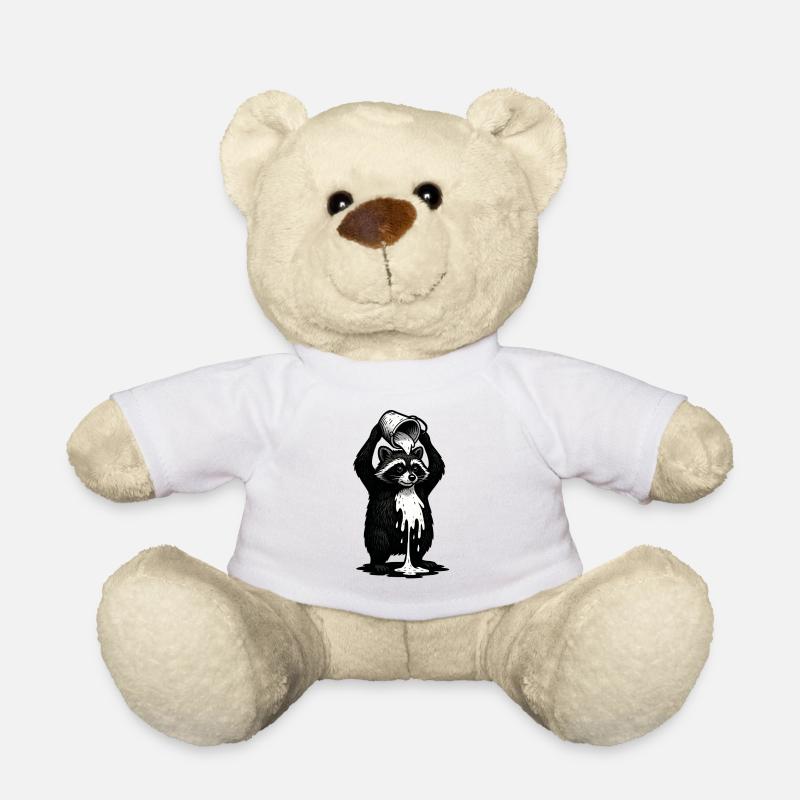 Waschbär mit Farbeimer - Teddy - Weiß