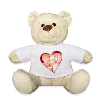 L’amour en famille – Le cœur avec les parents et l’enfant - Nounours - blanc - Devant