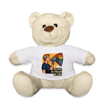 LGBTQ-Regenbogen-Megaphon-Illustration - Teddy - Weiß - Vorne