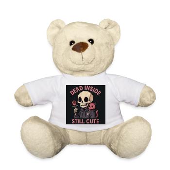 Skull with cat and rose motif - Teddy Bear - white - Front
