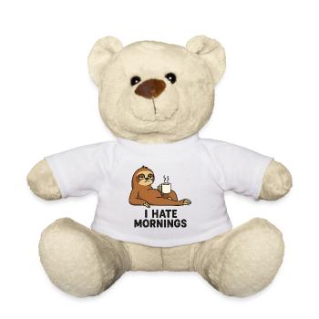 Sloth with coffee cup - Teddy Bear - white - Front