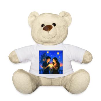 couple romantique tenant un coeur d’infini lumineux - Nounours - blanc - Devant