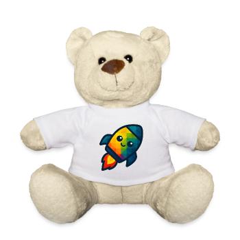 WPAP Polygon Kawaii Style Baby Toy Rocket - Teddy Bear - white - Front