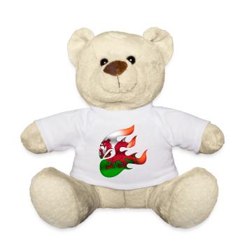 Flagge von Wales - Walisisch - Ninja - Teddy - Weiß - Vorne