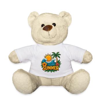 Summer Tropical Paradise Motif - Teddy Bear - white - Front