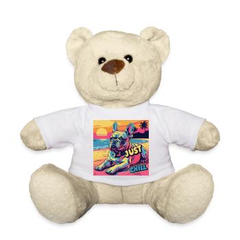 Soothing dog on the beach with Just Chill written on it - Teddy Bear - white - Front