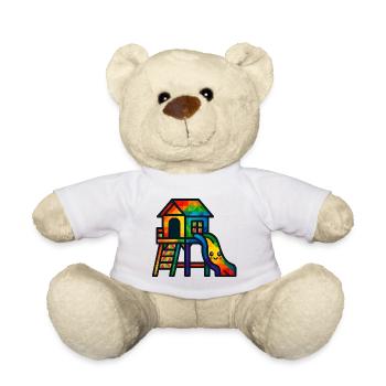 WPAP Polygon Kawaii Style Baby Play Tower Slide - Nounours - blanc - Devant