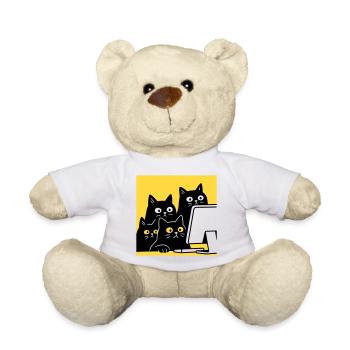 Chats regardant Catcontent - Nounours - blanc - Devant