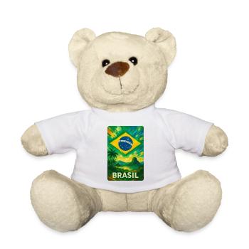 Brésil – Peinture drapeau tropical - Nounours - blanc - Devant