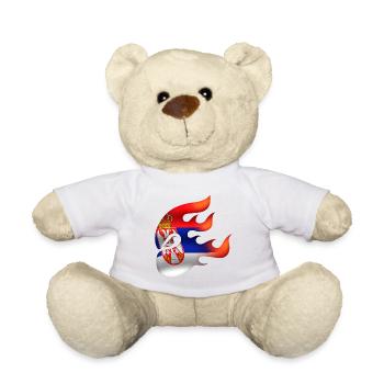 Drapeau de la Serbie - Serbe - Ninja - Nounours - blanc - Devant