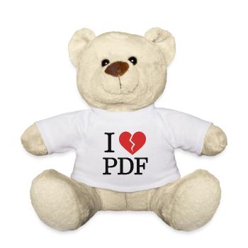 I Hate PDF – T-shirt humour geek - Nounours - blanc - Devant