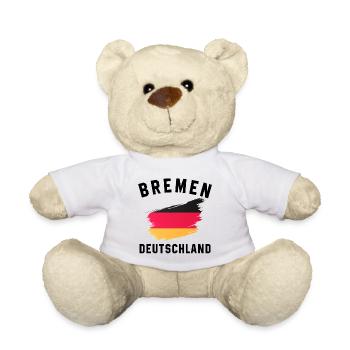 Ausdrucksstarkes T-Shirt mit Flagge im künstlerischen Stil - Teddy - Weiß - Vorne