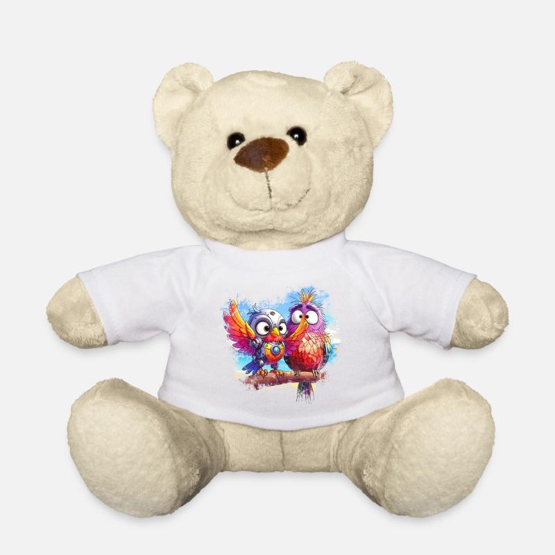 Beach robot birds, light, joy, colors - Teddy Bear - white