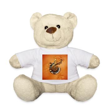 Abstract Musical Style with Florals - Teddy Bear - white - Front