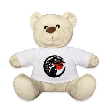 Enso Samurai Meditation mit roter Sonne - Teddy - Weiß - Vorne