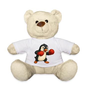 Cooler Pinguin Boxer Cartoon Kickboxer Kampfsport - Teddy - Weiß - Vorne