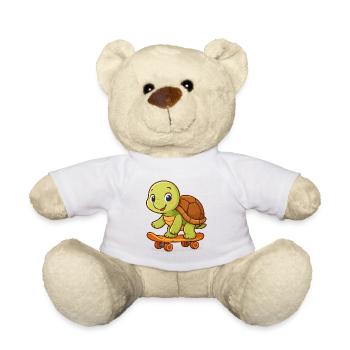 Cute turtle on skateboard - Teddy Bear - white - Front
