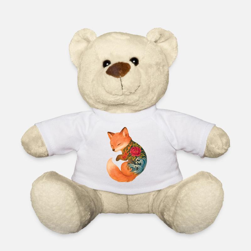 Tätowiertes Fuchsjunges – Schwebende Gelassenheit - Teddy - Weiß