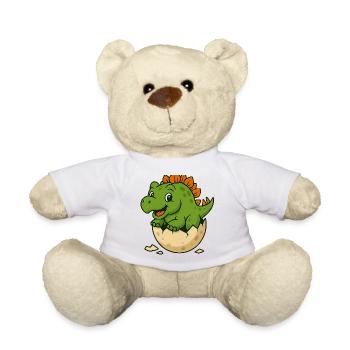 Cute dinosaur offspring on egg - Teddy Bear - white - Front
