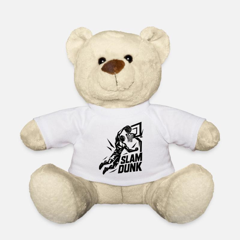 Basketball Slam Dunk Throw Player Dunking Gift - Teddy Bear - white
