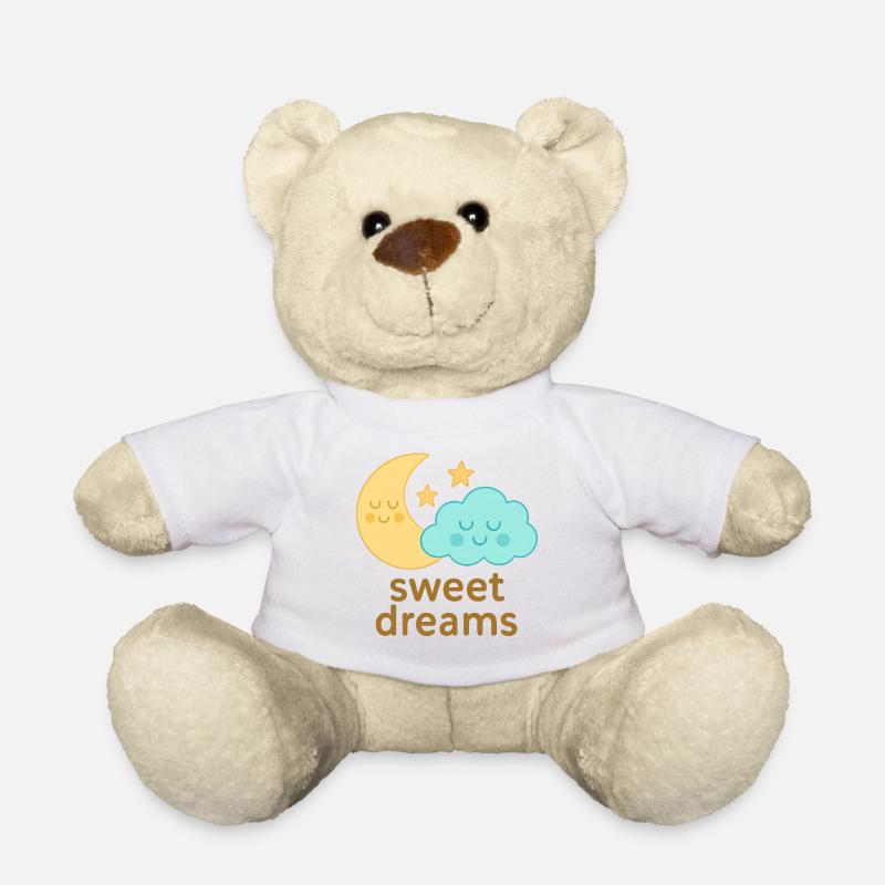 Night Celestial Pillow Design - Teddy Bear - white