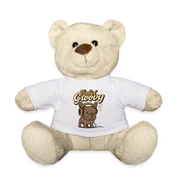 Vintage Bulldog Feelin' Groovy - Teddy Bear - white - Front