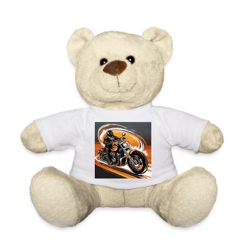 Motorradfahrer im Dynamik - Stil - Biker Kunstdesi - Teddy - Weiß - Vorne