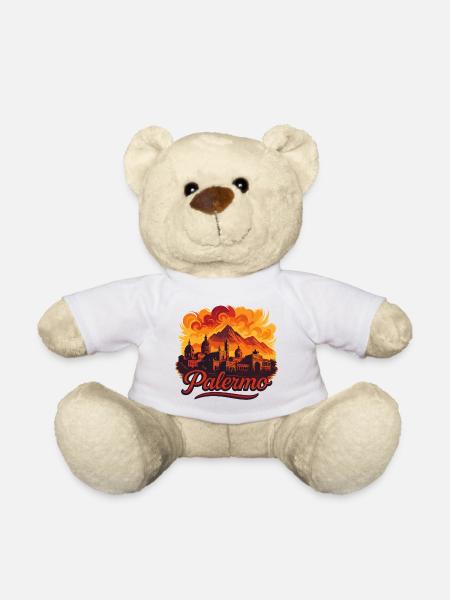 Palermo Stadt Italien Sizilien Silhouette Geschenk - Teddy - Weiß