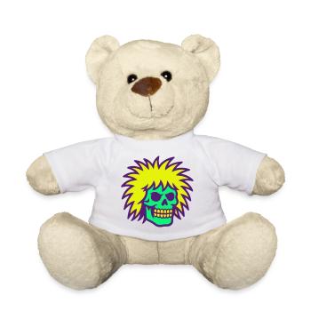 Pop Art Skull with Great Hair - Teddy - Weiß - Vorne