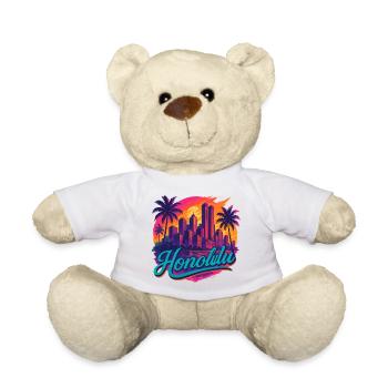 Honolulu Waikiki Capital Hawaii Aloha Gift - Teddy Bear - white - Front