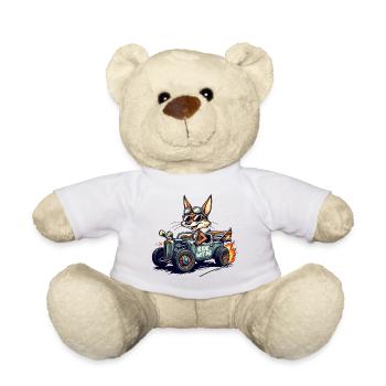 Vintage Fox Racer mit Flammen - Teddy - Weiß - Vorne