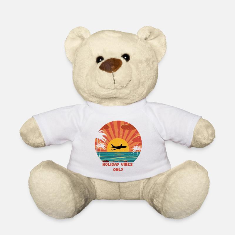 Sunset Airplane Vacation Design - Teddy Bear - white