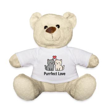 Chat mignon couple avec coeur - Nounours - blanc - Devant