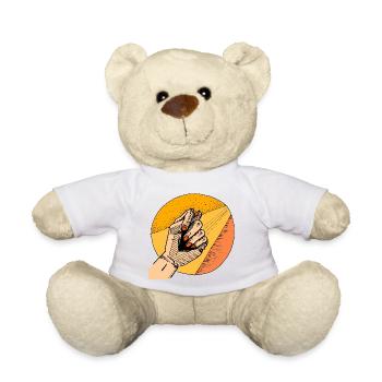 Powerful hand movement in retro design - Teddy Bear - white - Front