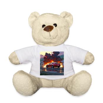 Roter Sportwagen inmitten eines urbanen Feuersturms - Teddy - Weiß - Vorne