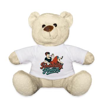 Rockabilly für immer Kirschen Frau 50er Geschenk - Teddy - Weiß - Vorne