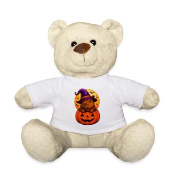 Niedliches Capybara im Halloween-Kürbis - Teddy - Weiß - Vorne