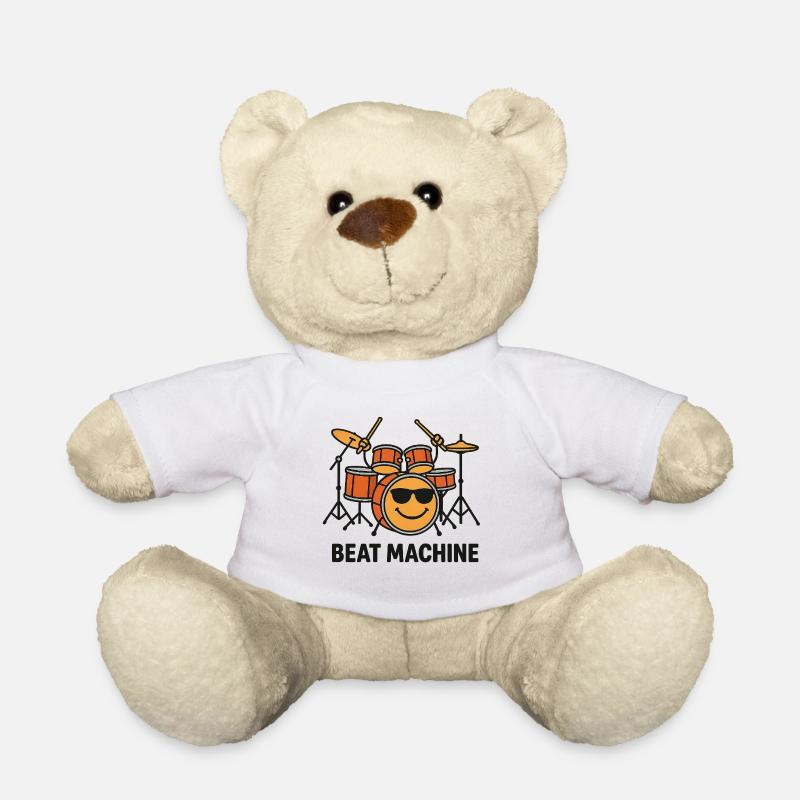 Funny drums with Smile Face - Teddy Bear - white