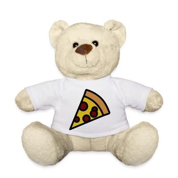 Illustration minimaliste de tranche de pizza - Nounours - blanc - Devant