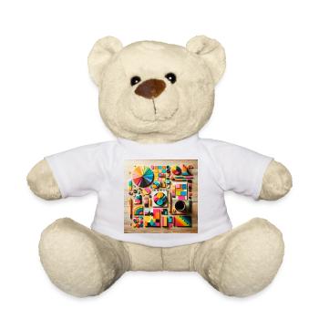 Abstract composition of coloured shapes - Teddy Bear - white - Front