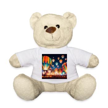 Colorful Night Hot Air Balloons - Teddy Bear - white - Front