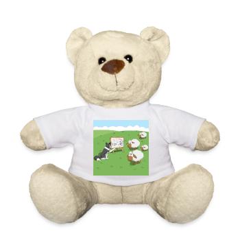 Border Collie with Sheep Cartoon - Teddy Bear - white - Front