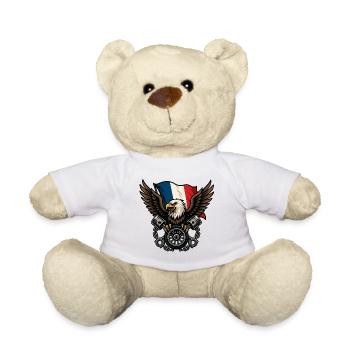 Französischer Adler mit Flagge - Teddy - Weiß - Vorne