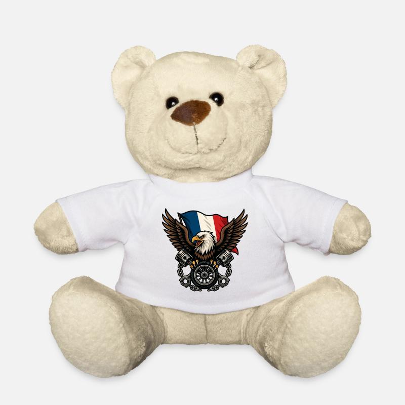 French Eagle with Flag - Teddy Bear - white