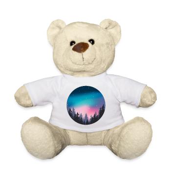 Nachthimmel, Aurora, Waldlandschaft - Teddy - Weiß - Vorne