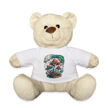 Psychedelische kosmische Pilze Kunstwerk - Teddy - Weiß - Vorne