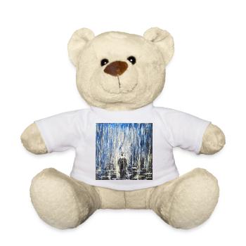Abstract Cityscape with Rainy Night Atmosphere - Teddy Bear - white - Front