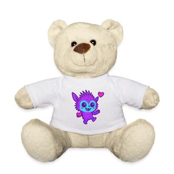 Buntes Fantasy-Wesen mit Herz – Süß & Frech Cartoo - Teddy - Weiß - Vorne