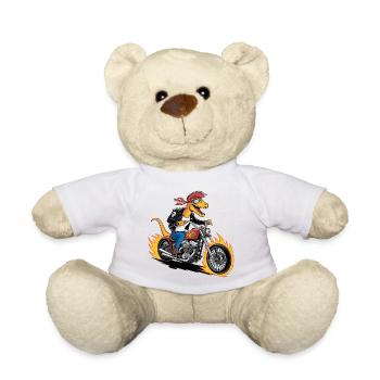 Muscular Dinosaur Punk Rock Raptor Chopper Rider - Teddy Bear - white - Front